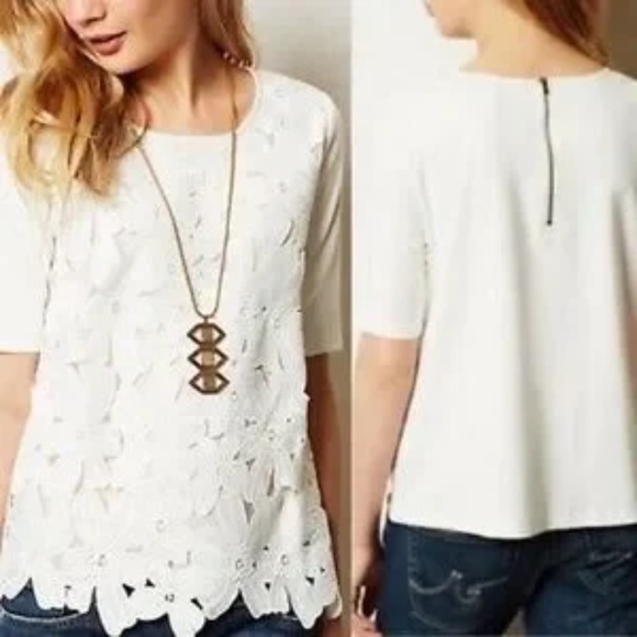 Anthropologie Tops - Anthropologie Sunday in Brooklyn White Lace Top XS